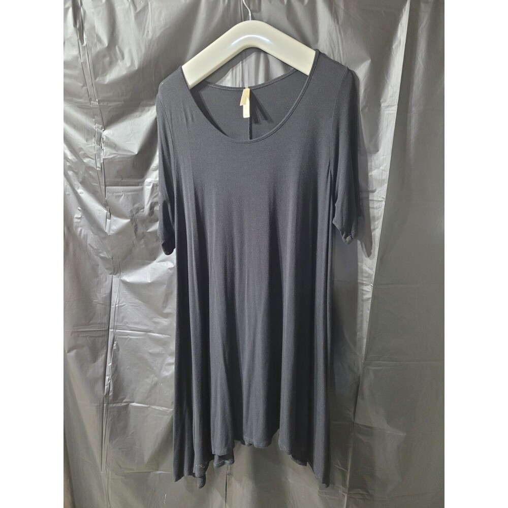 Jesse & J  Women's Black  Scoop Neck Short Sleeve Midi A-Line Dress Size 3x